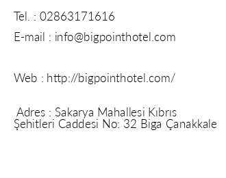 Big Point Hotel iletiim bilgileri